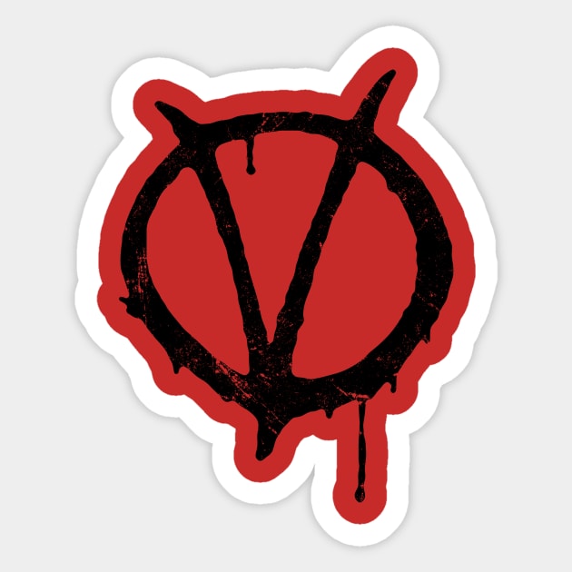 V for Vendetta Symbol Vintage Sticker by Coccomedian